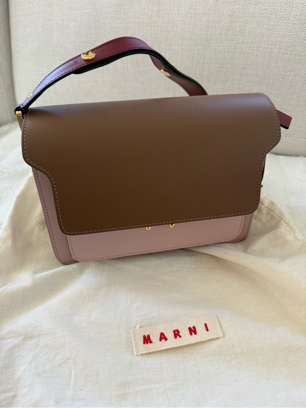 Almost brand new. Marni Brown & Pink Leather Trunk Bag